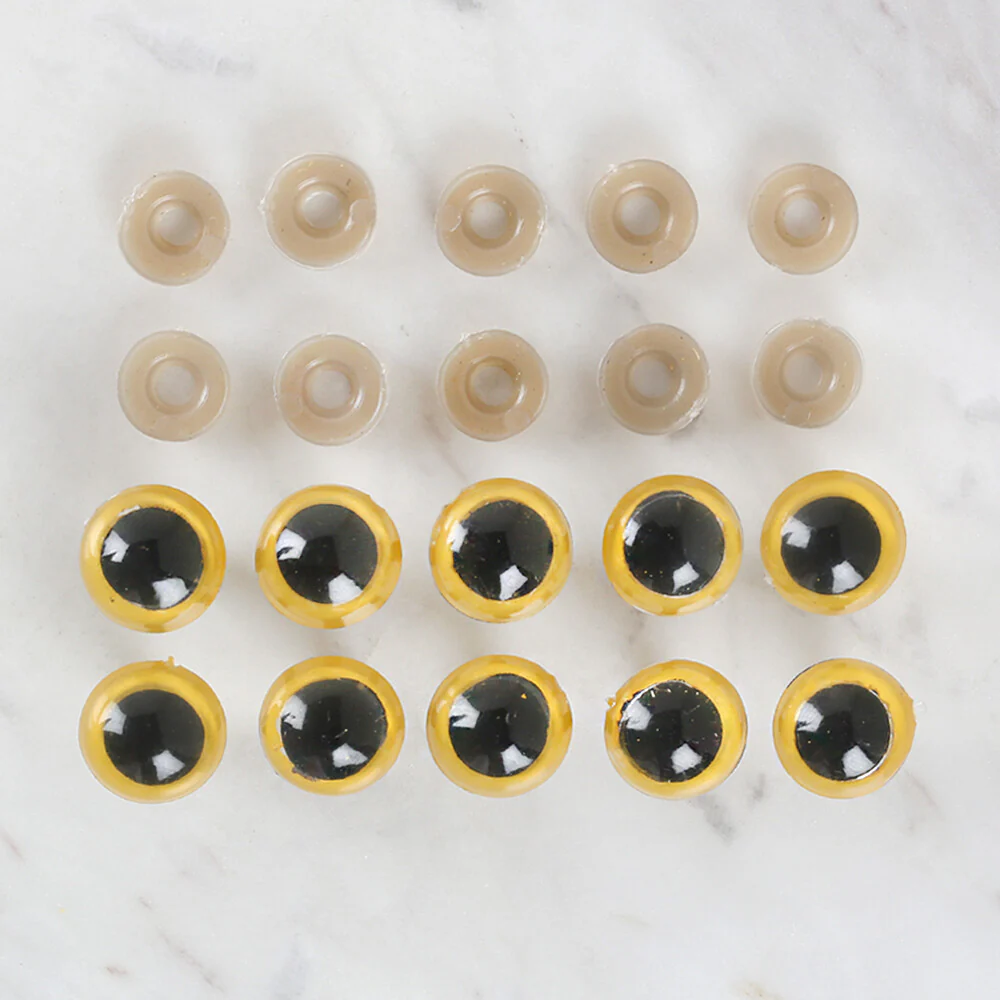 Loren 14 mm 5 Pairs Amigurumi Safety Plastic Eyes, Light Yellow