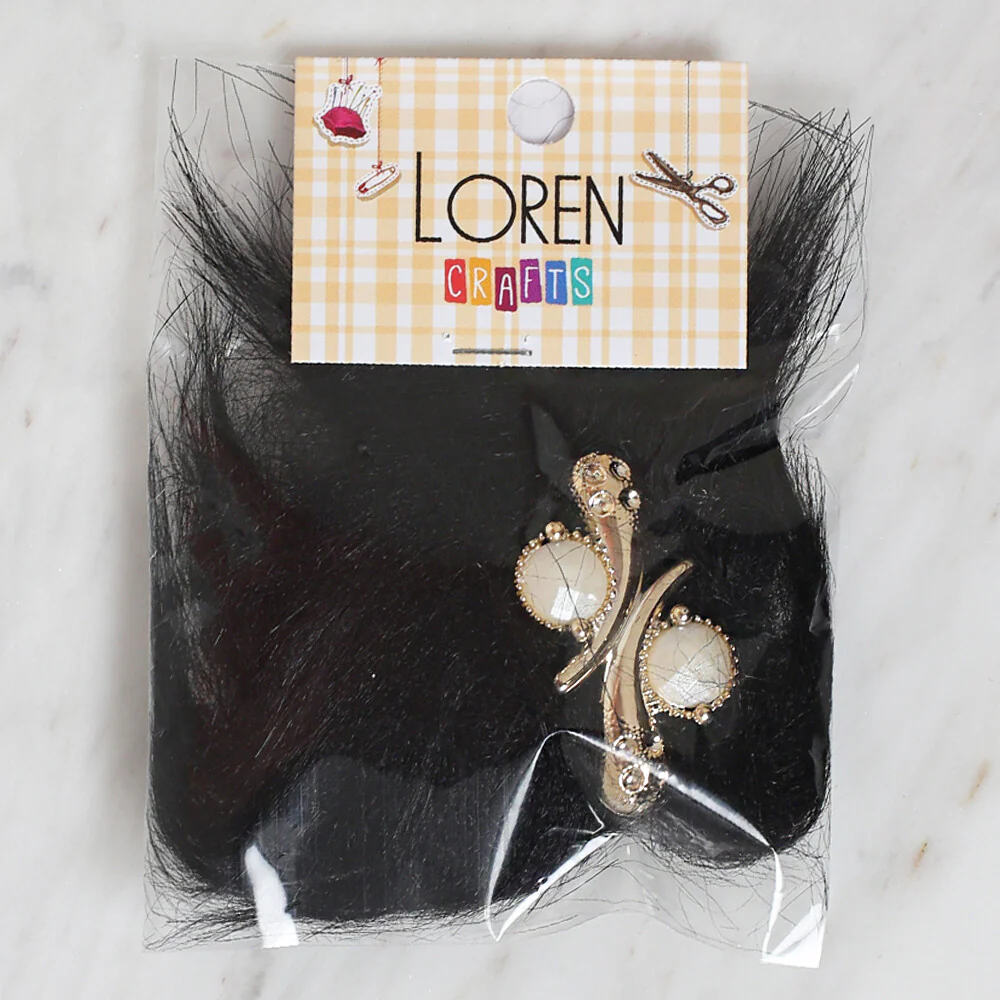 Loren 2 Pcs Faux Fur Fluffy Shoe Clip, Black - Image 2