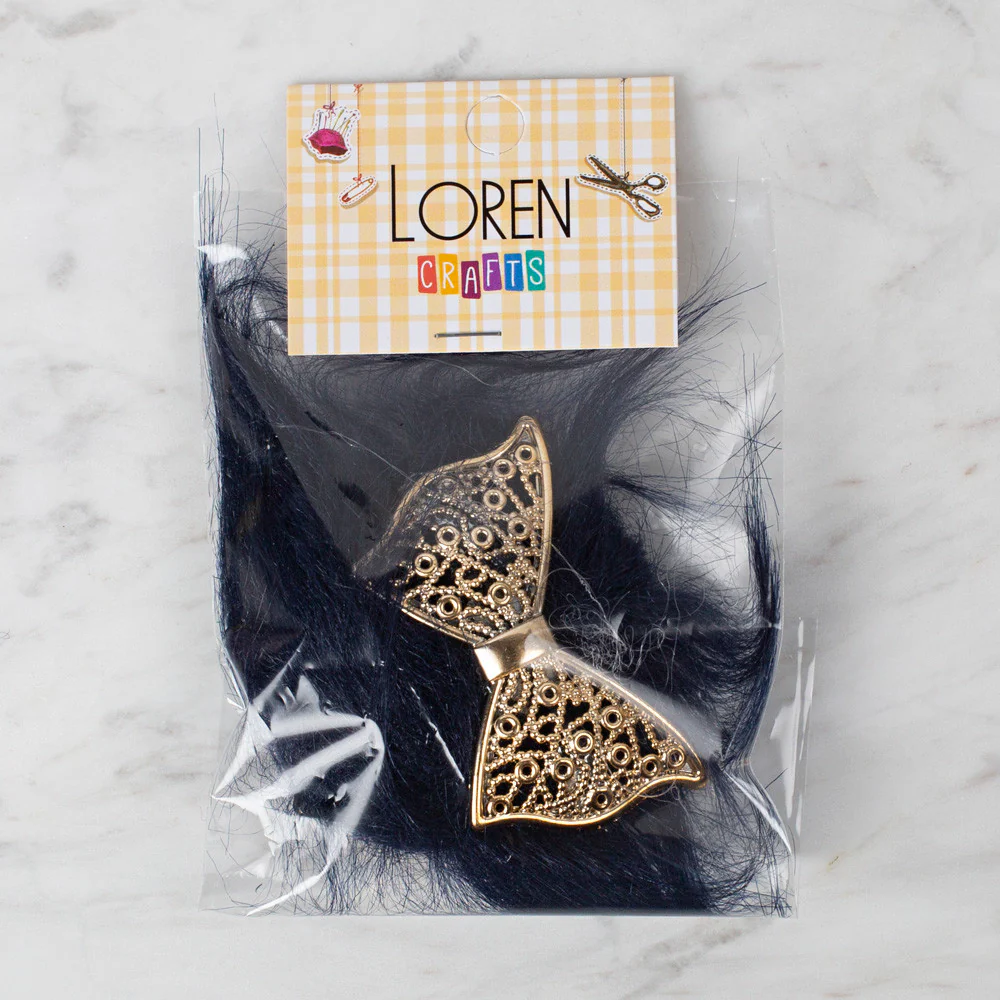 Loren 2 Pcs Faux Fur Fluffy Shoe Clip, Navy Blue - Image 2