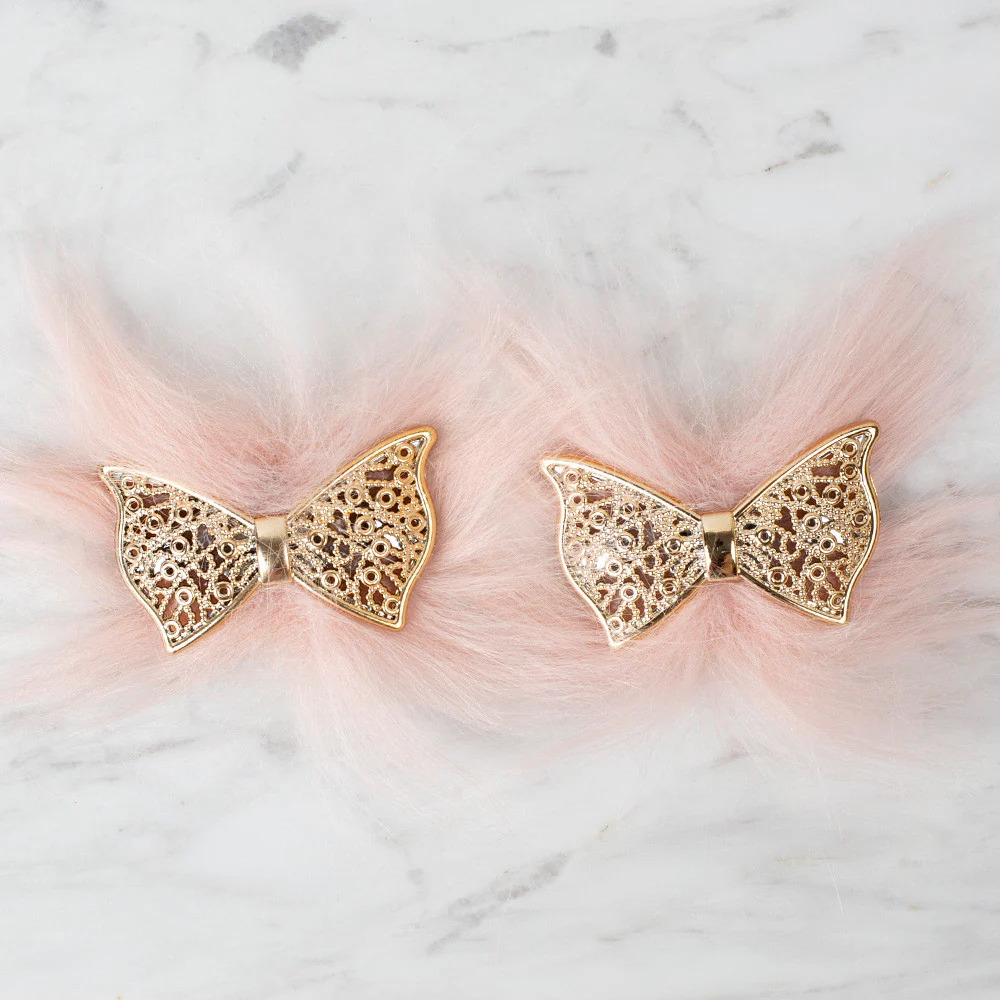 Loren 2 Pcs Faux Fur Fluffy Shoe Clip, Pink