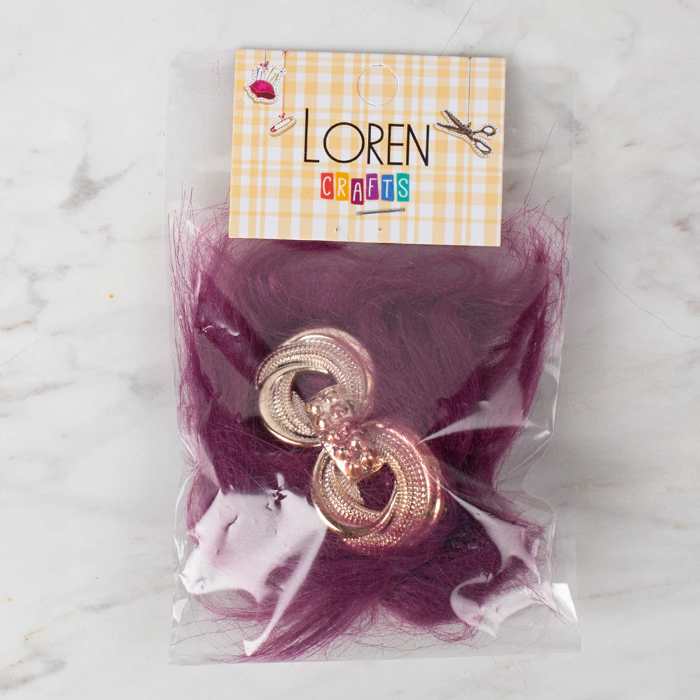 Loren 2 Pcs Faux Fur Fluffy Shoe Clip, Plum - Image 2