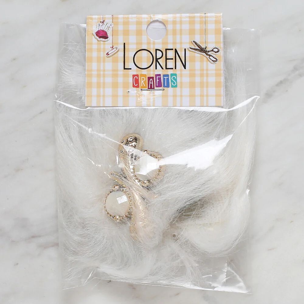 LOREN 2 PCS FAUX FUR FLUFFY SHOE CLIP, WHITE - Image 2