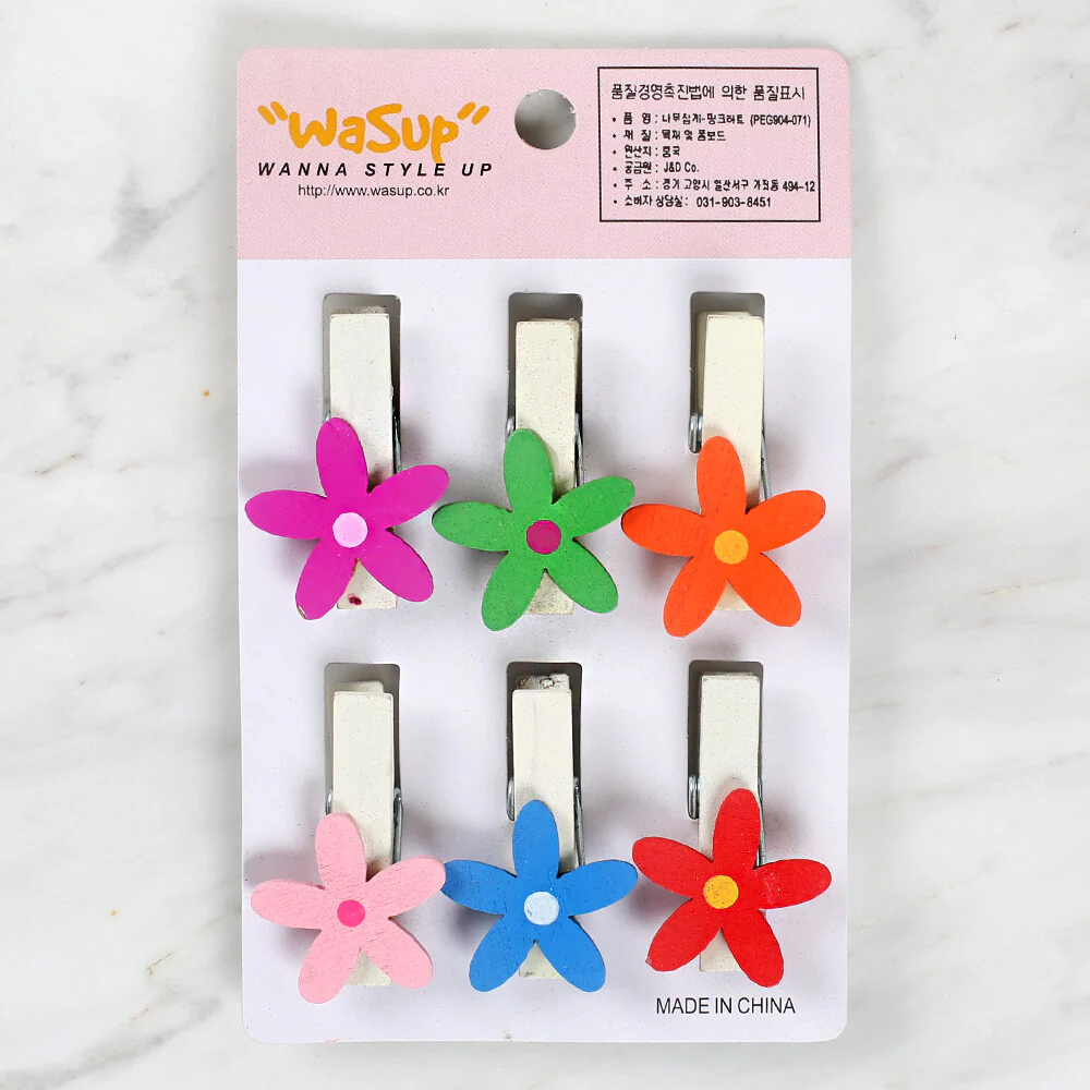 Loren 6 Pcs Flower Patterned Decorative Peg