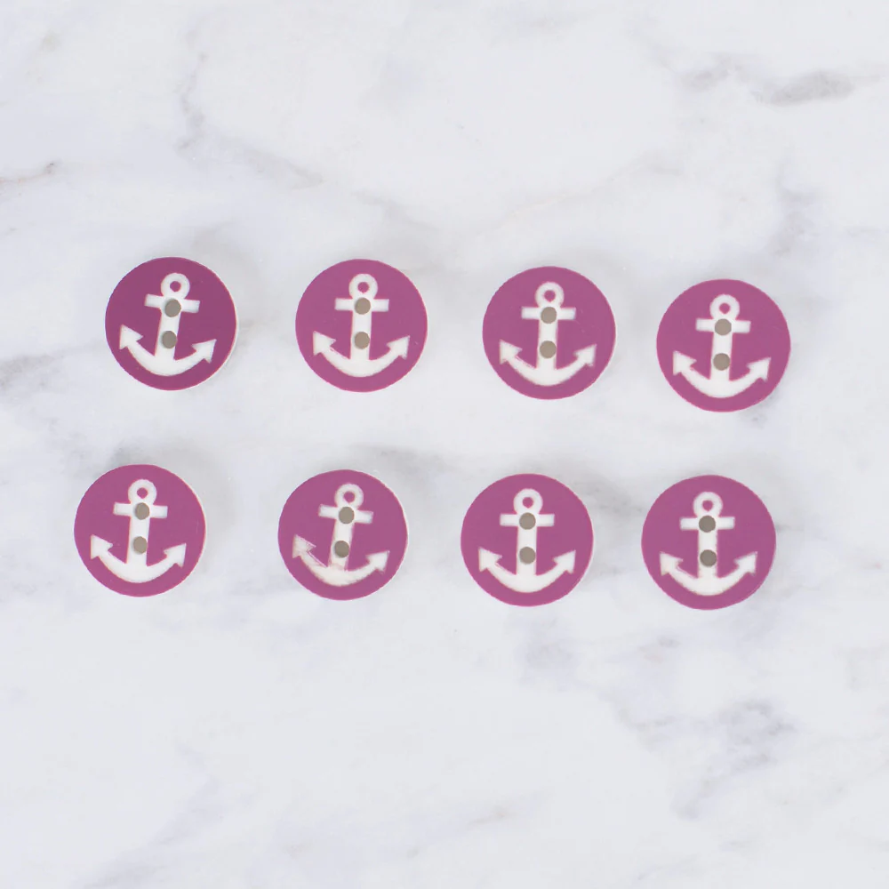 Loren Crafts 8 Pack Anchor Button, Purple - 0427