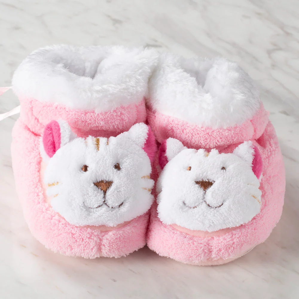 Loren Baby Booties, Light Pink Cat - Large - Image 2