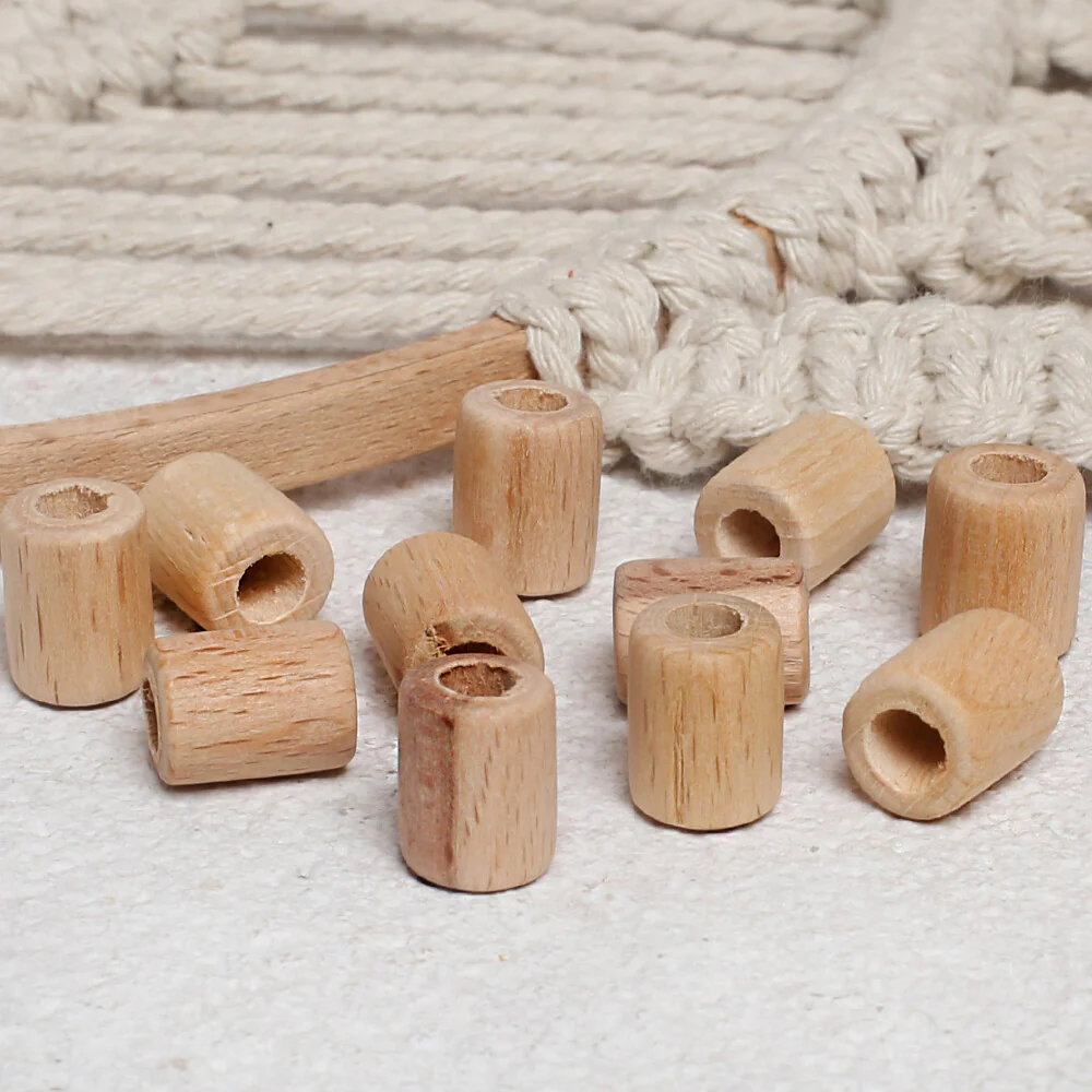 Loren Crafts 10 pcs 16mm Raw Wooden Bead, Pipe - Image 2