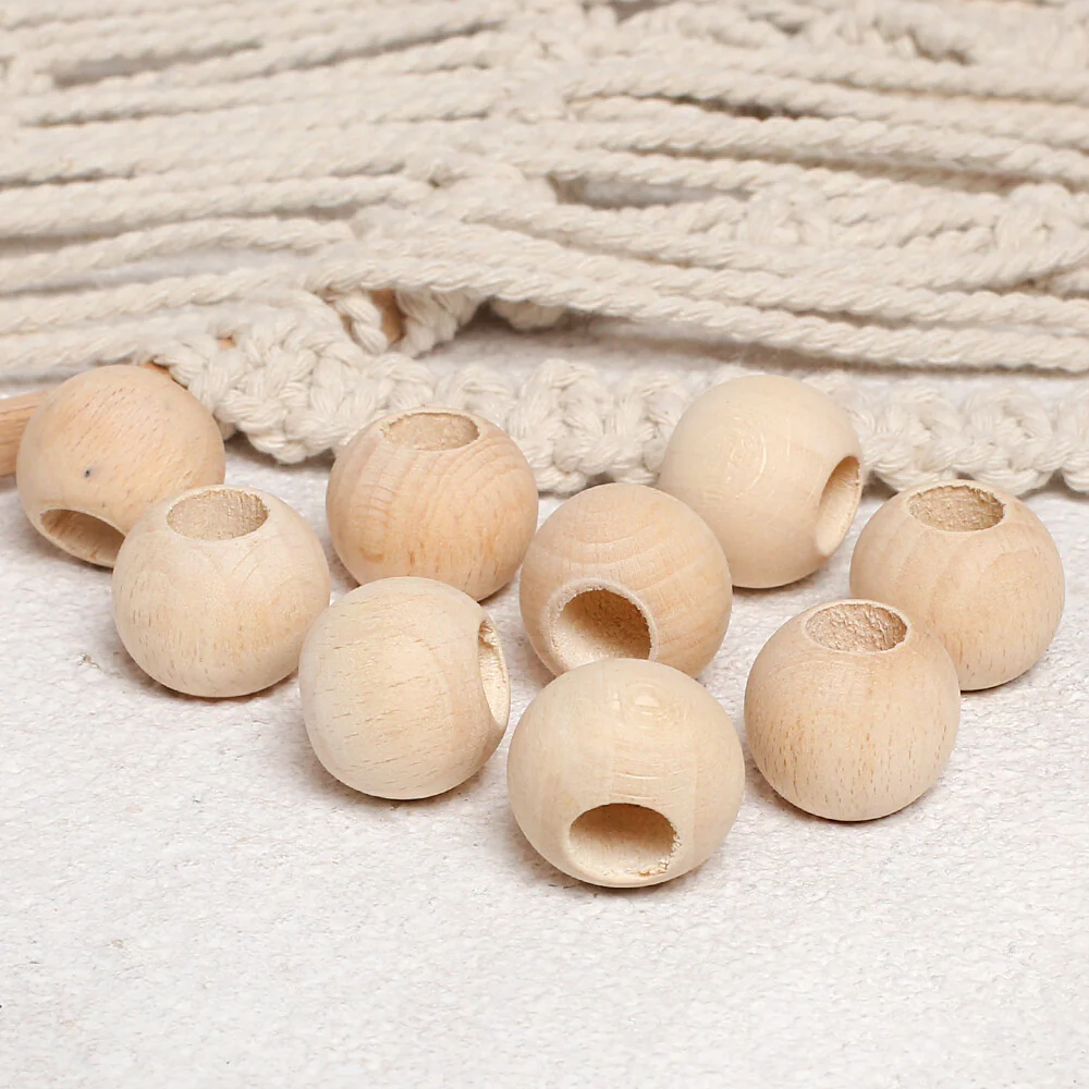 Loren Crafts 10 pcs 24mm Raw Wooden Bead, Round - Image 2
