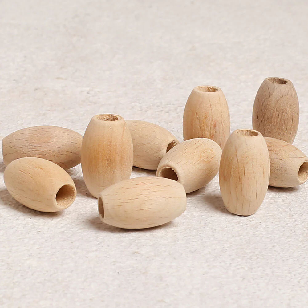 Loren Crafts 10 pcs 30mm Raw Wooden Bead, Oval