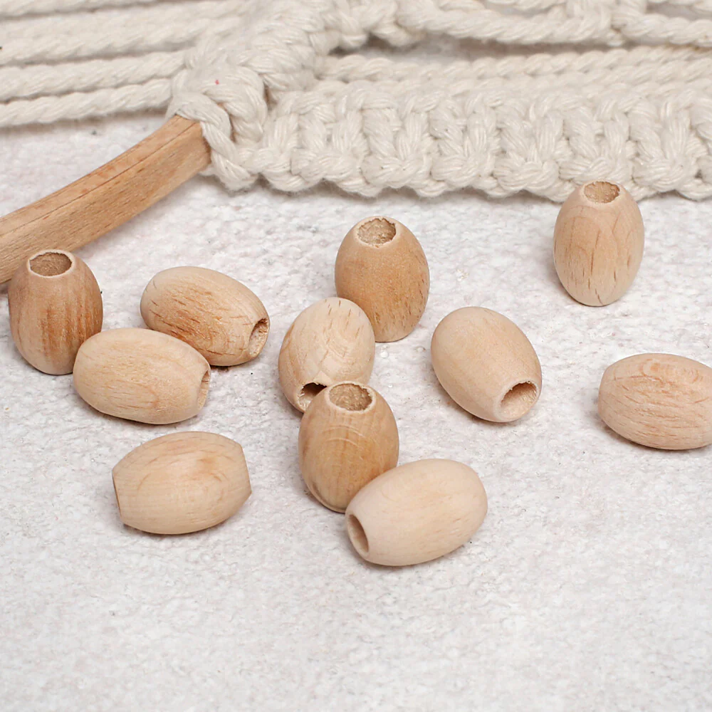 Loren Crafts 20 pcs 20mm Raw Wooden Bead, Oval - Image 2