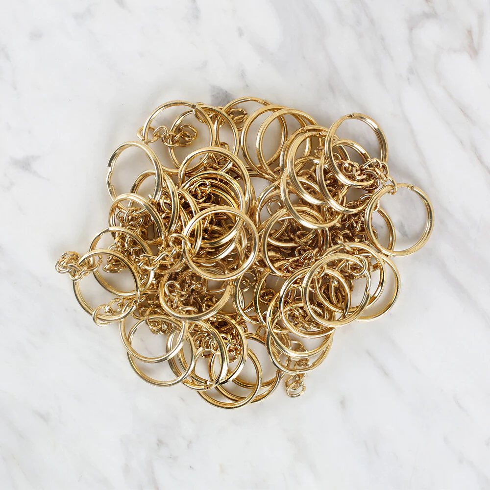Loren Crafts 2.5 cm Key Ring with Chain in 50, Gold - Image 2