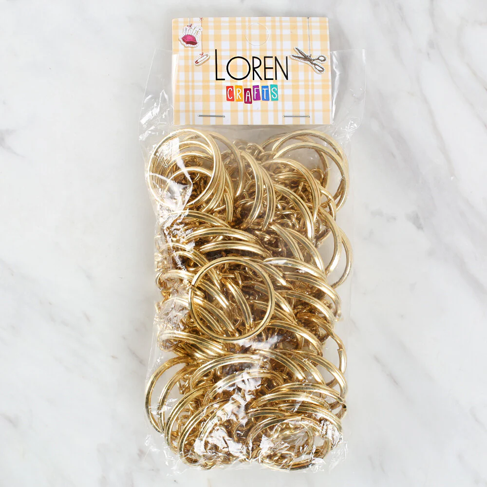 Loren Crafts 2.5 cm Key Ring with Chain in 50, Gold - Image 3