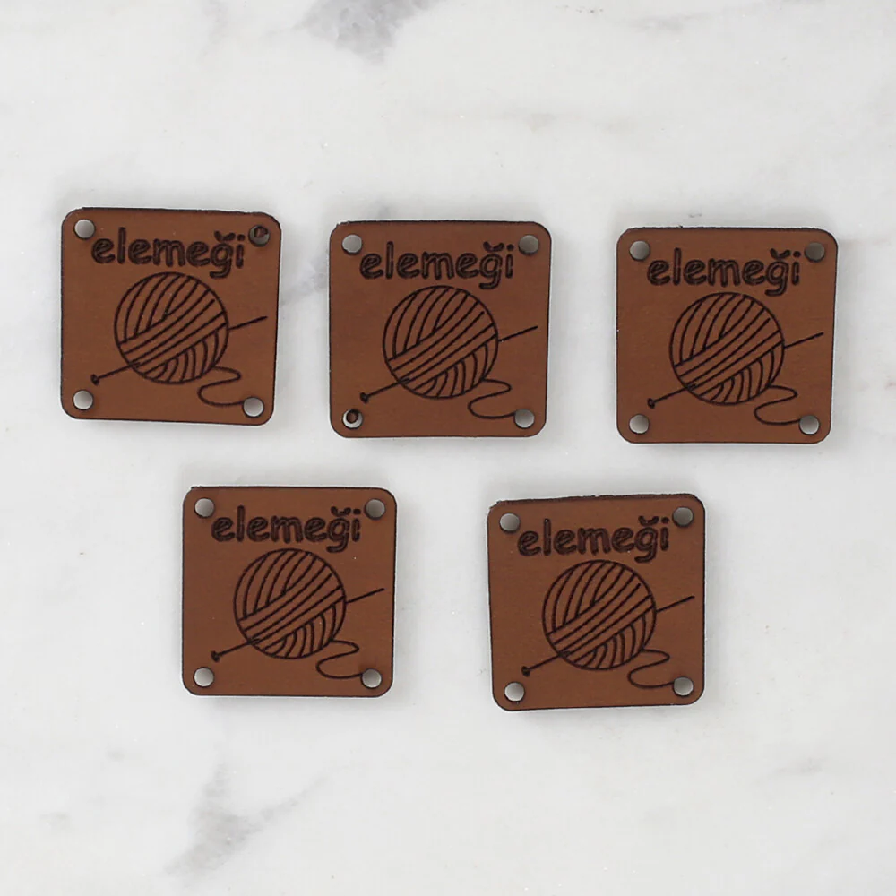 Loren Crafts 5 Pcs "Elemeği" Leather Badge - 1585