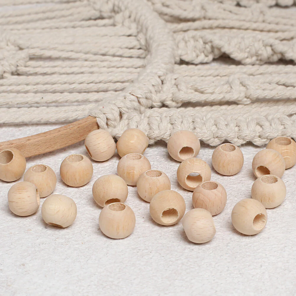 Loren Crafts 50 pcs 14mm Raw Wooden Bead, Round - Image 2
