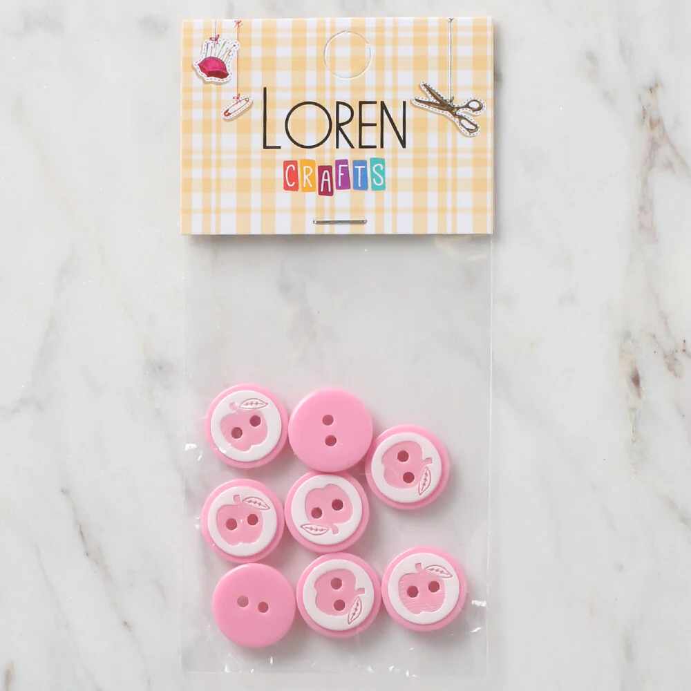 Loren Crafts 8 Pack Apple Button, Pink - 460