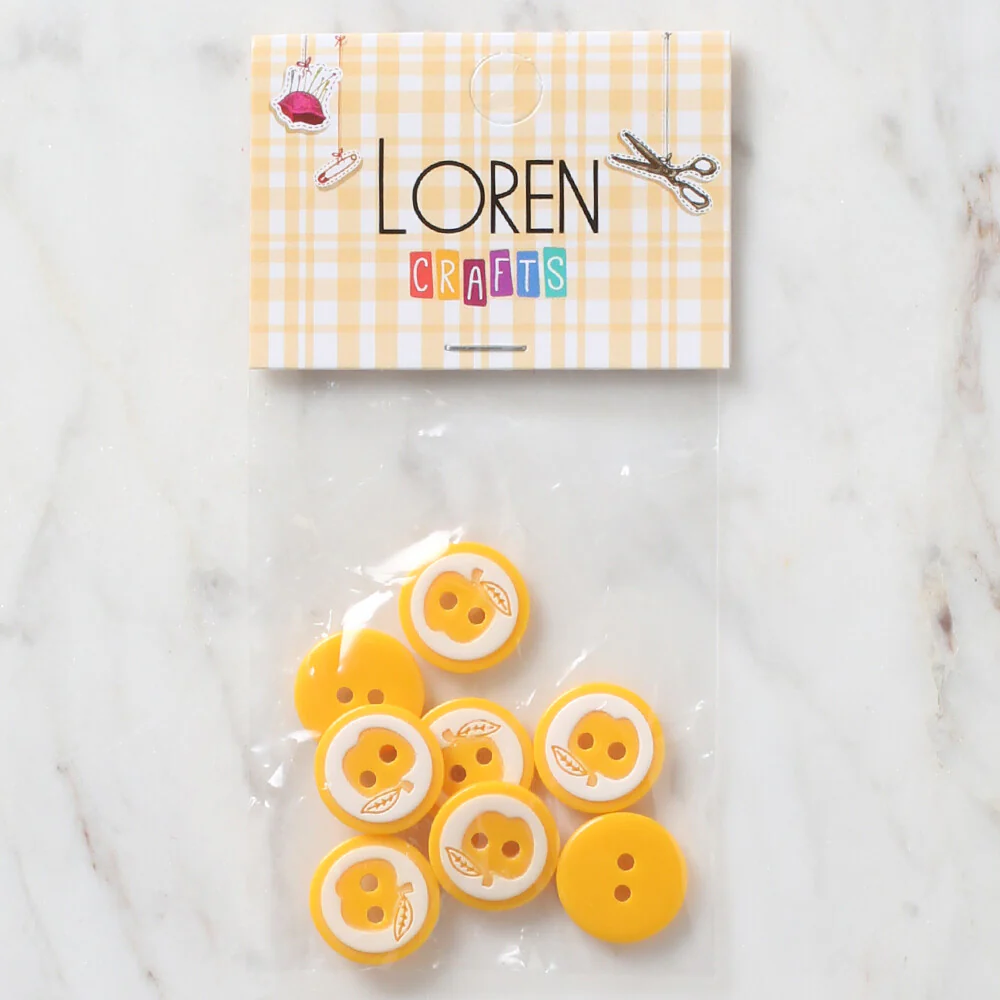 Loren Crafts 8 Pack Apple Button, Yellow - 468