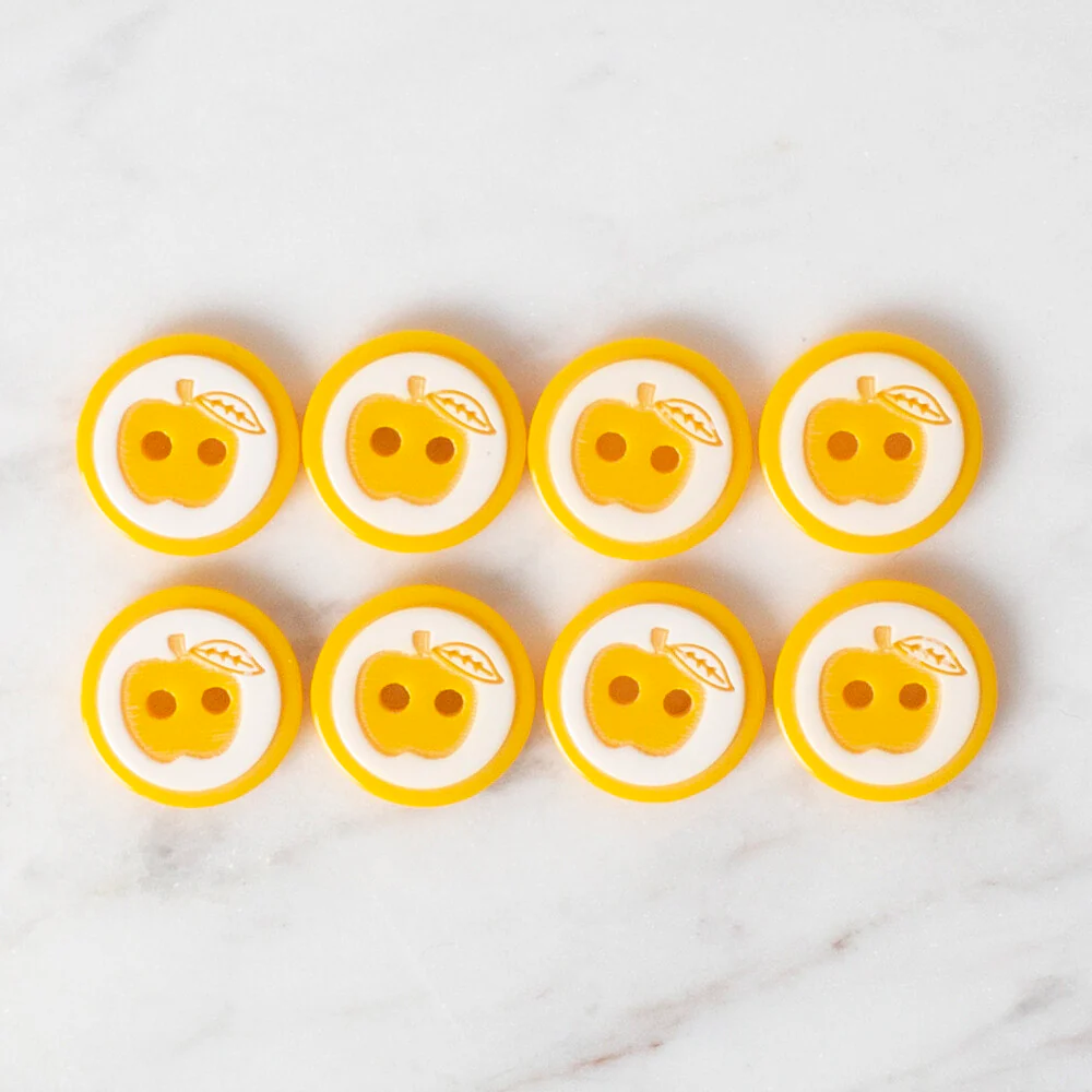 Loren Crafts 8 Pack Apple Button, Yellow - 468 - Image 2