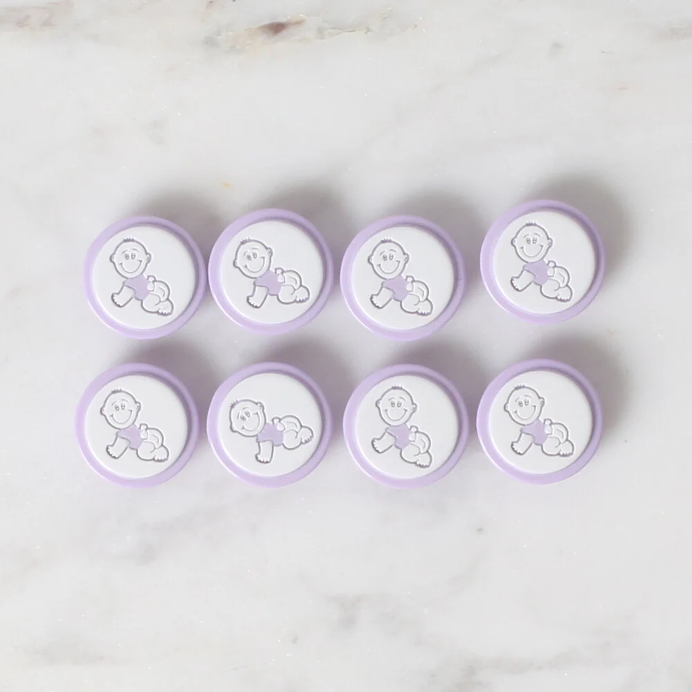 Loren Crafts 8 Pack Baby Shaped Button, Lilac - 374 - Image 2