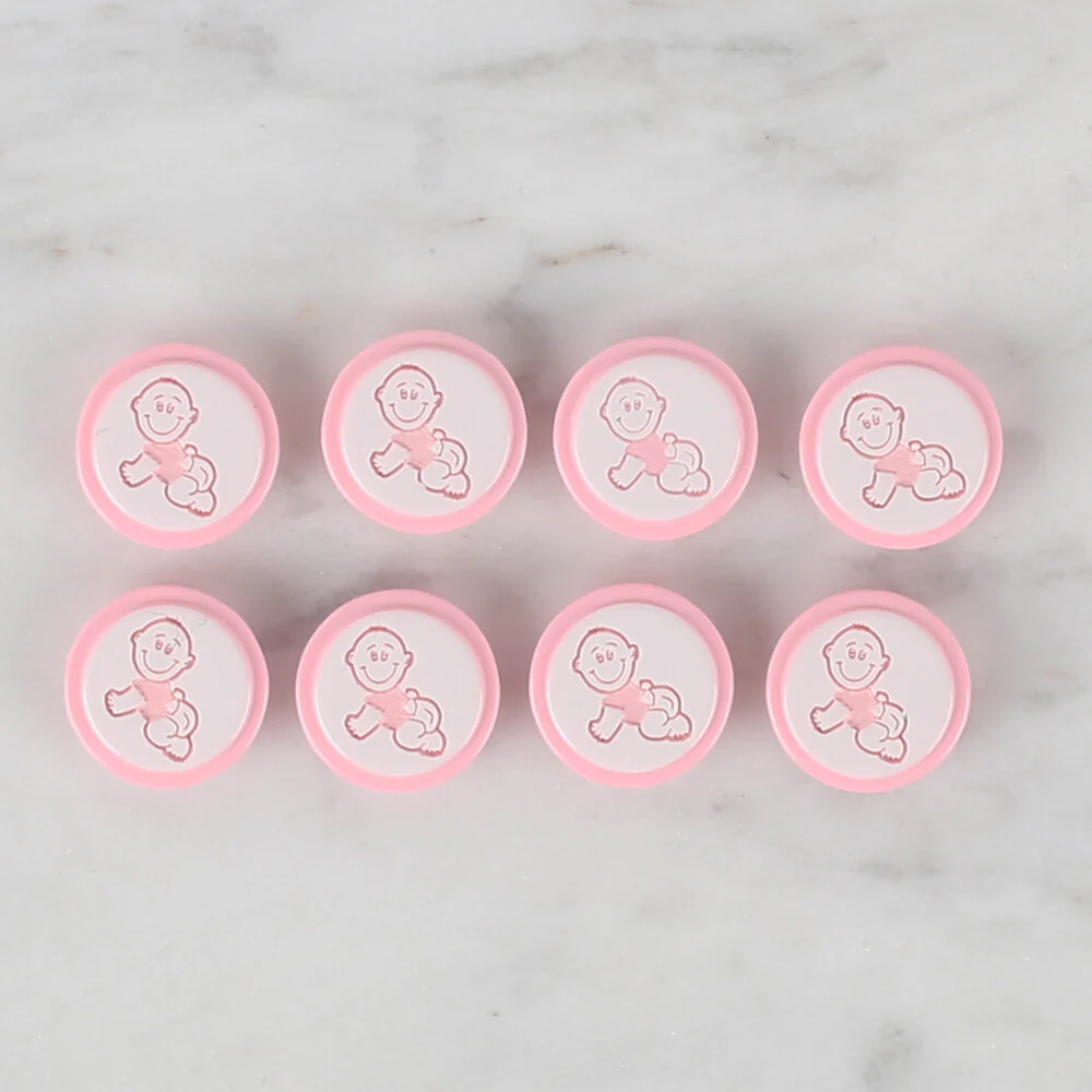 Loren Crafts 8 Pack Baby Shaped Button, Pink - 376 - Image 2