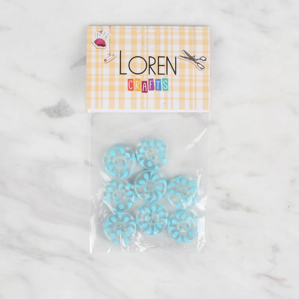 Loren Crafts 8 Pack Button, Turquoise - 31