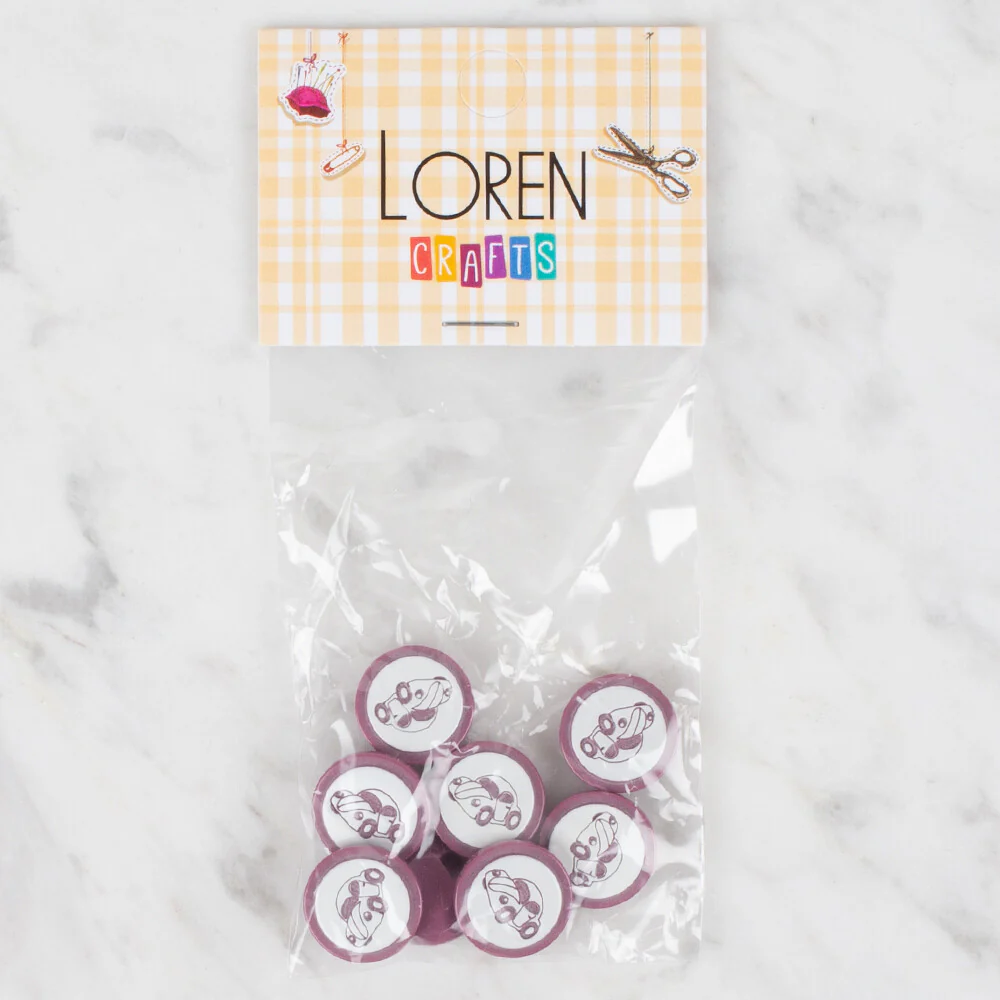 Loren Crafts 8 Pack Car Button - 396