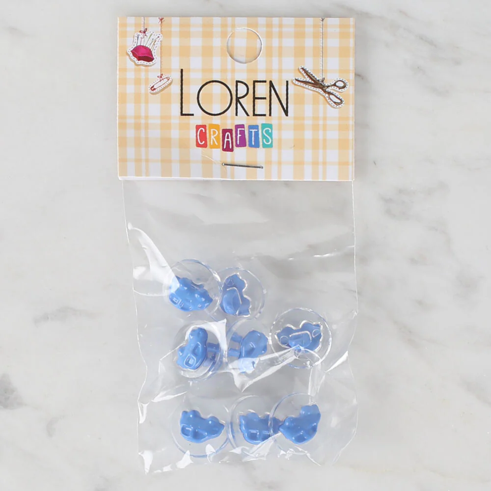Loren Crafts 8 Pack Car Button, Transparent Blue- 261