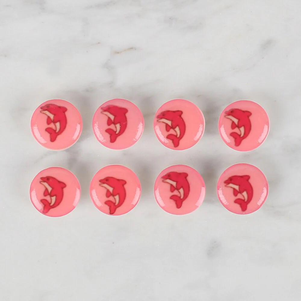 Loren Crafts 8 Pack Dolphin Button, Pink - 707 - Image 2