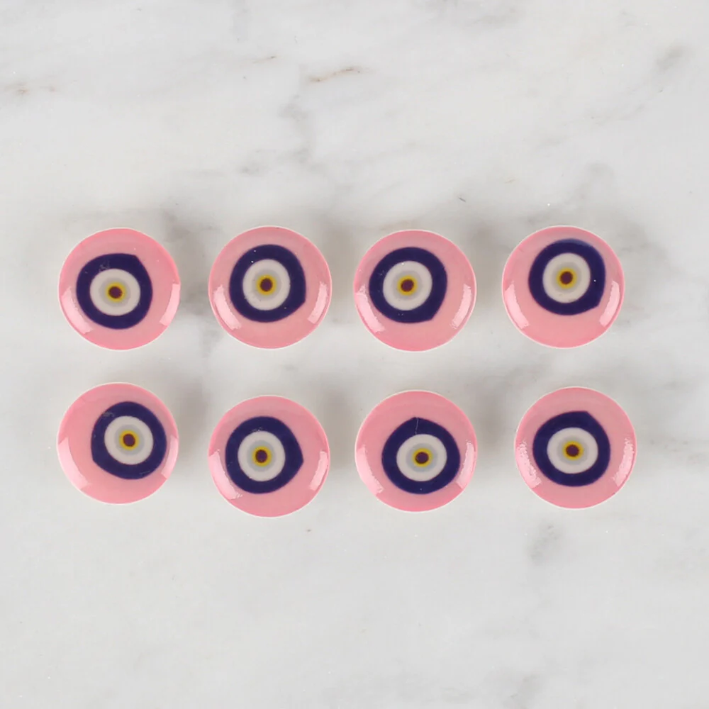Loren Crafts 8 Pack Evil Eye Bead Button, Pink - 690 - Image 2