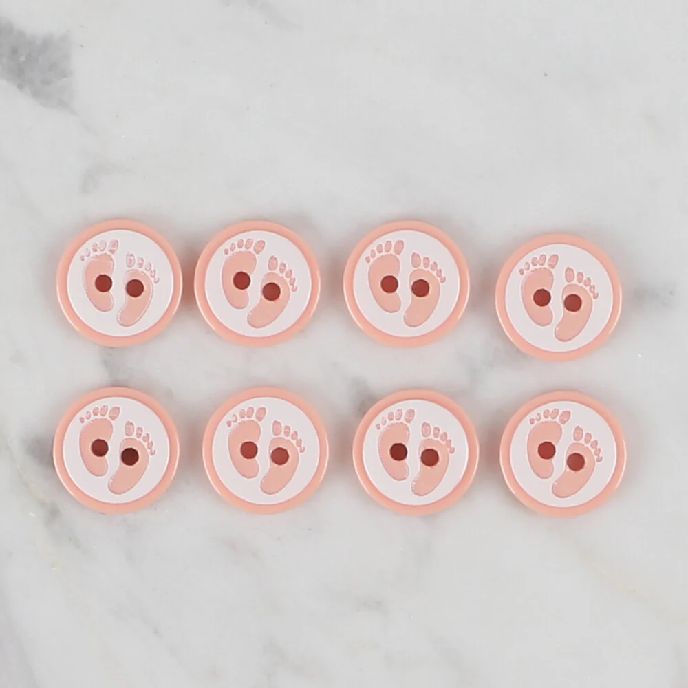 Loren Crafts 8 Pack Foot Patterned Button, Pinkish Orange - 434 - Image 2