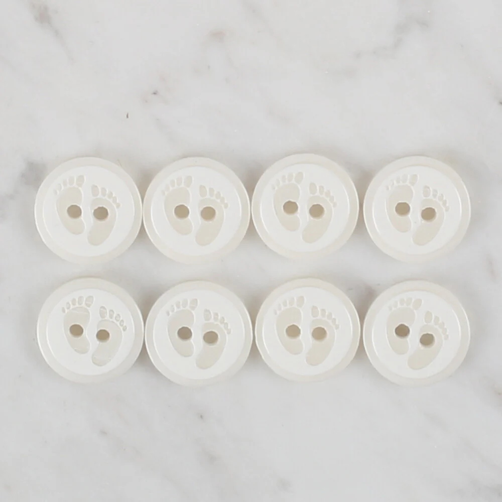 Loren Crafts 8 Pack Footprint Button, White - 433 - Image 2