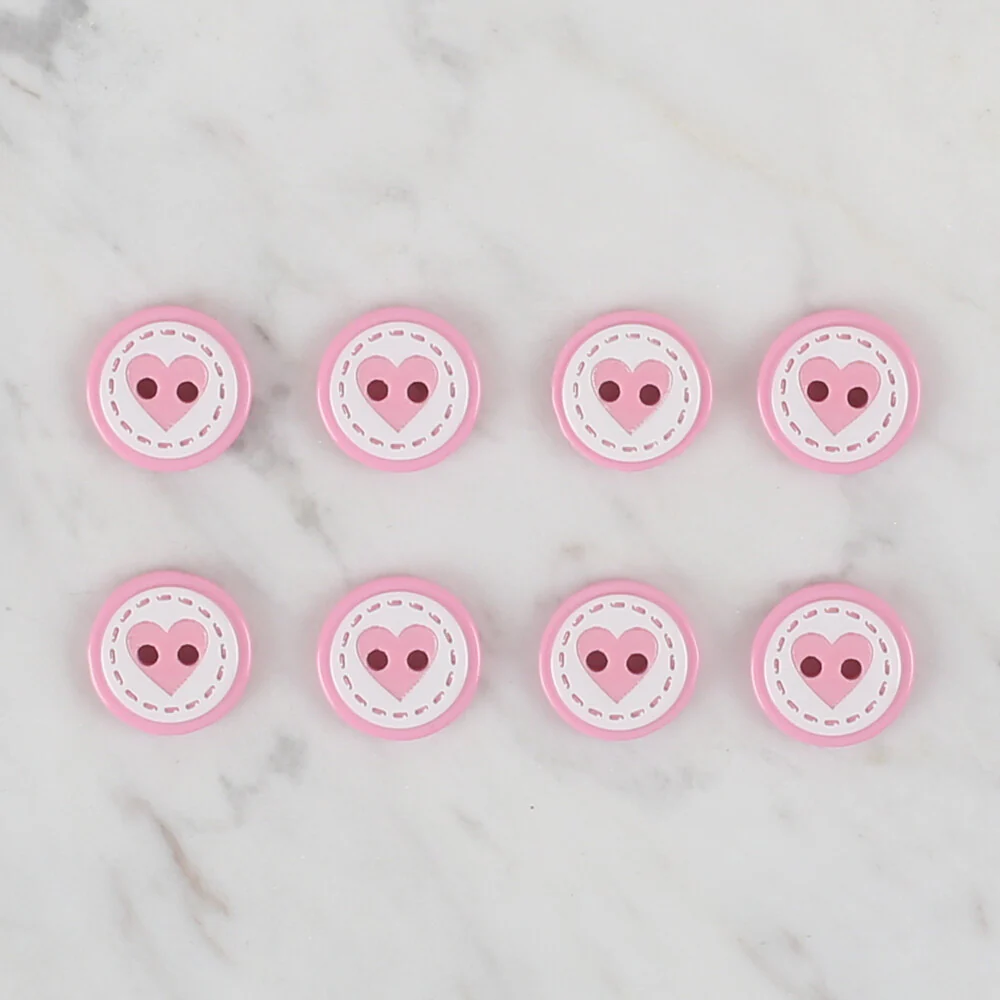 Loren Crafts 8 Pack Heart Button, Pink - 473 - Image 2