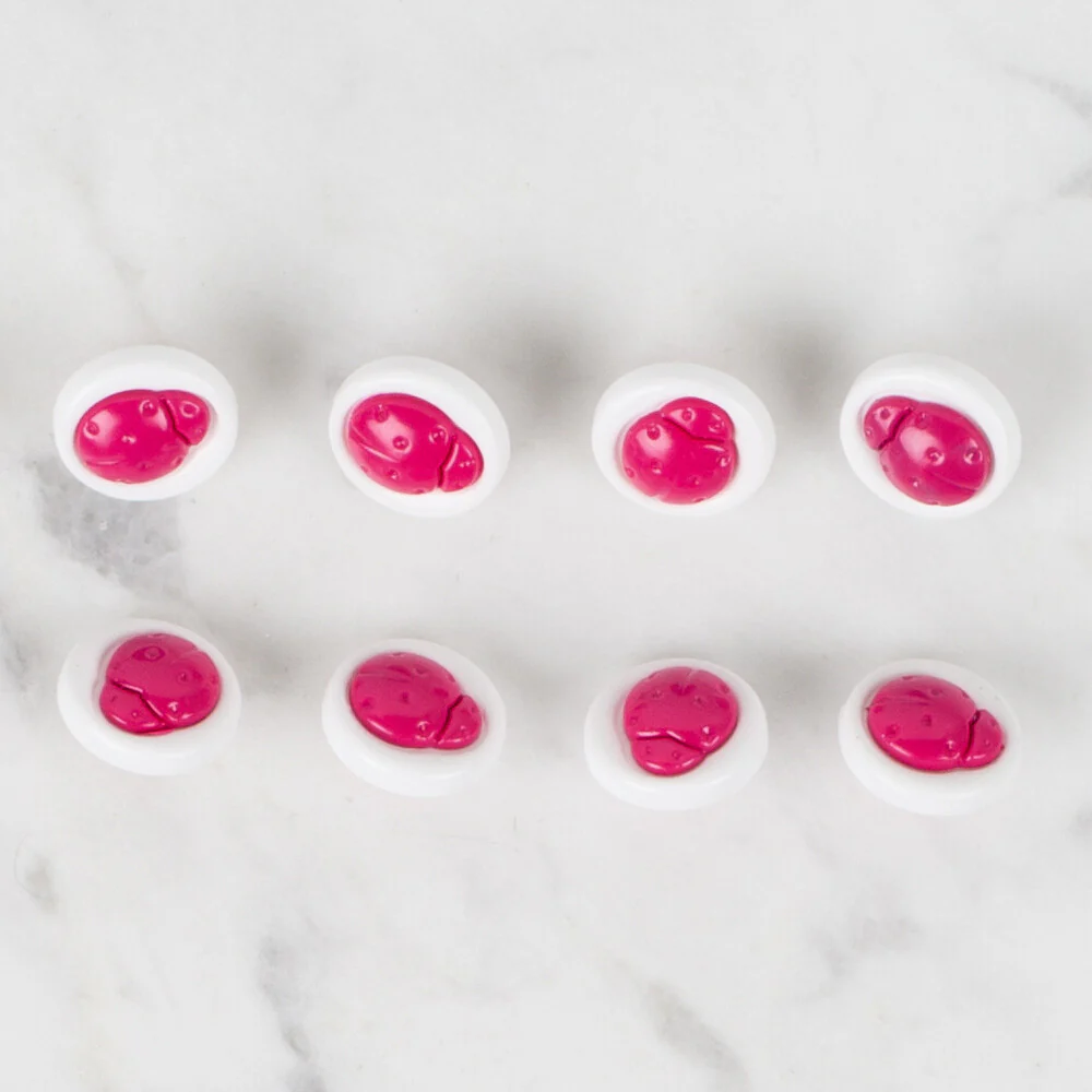 Loren Crafts 8 Pack Lady Bug Button, Fuchsia - 647 - Image 2