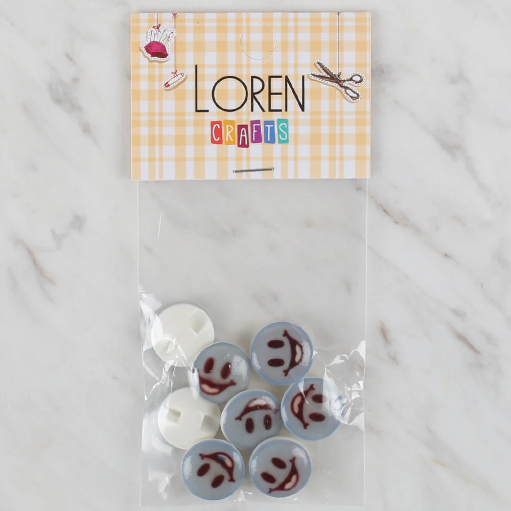 Loren Crafts 8 Pack Round Button, Blue - 699