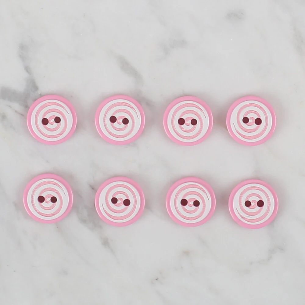 Loren Crafts 8 Pack Round Button, Pink- 448 - Image 2