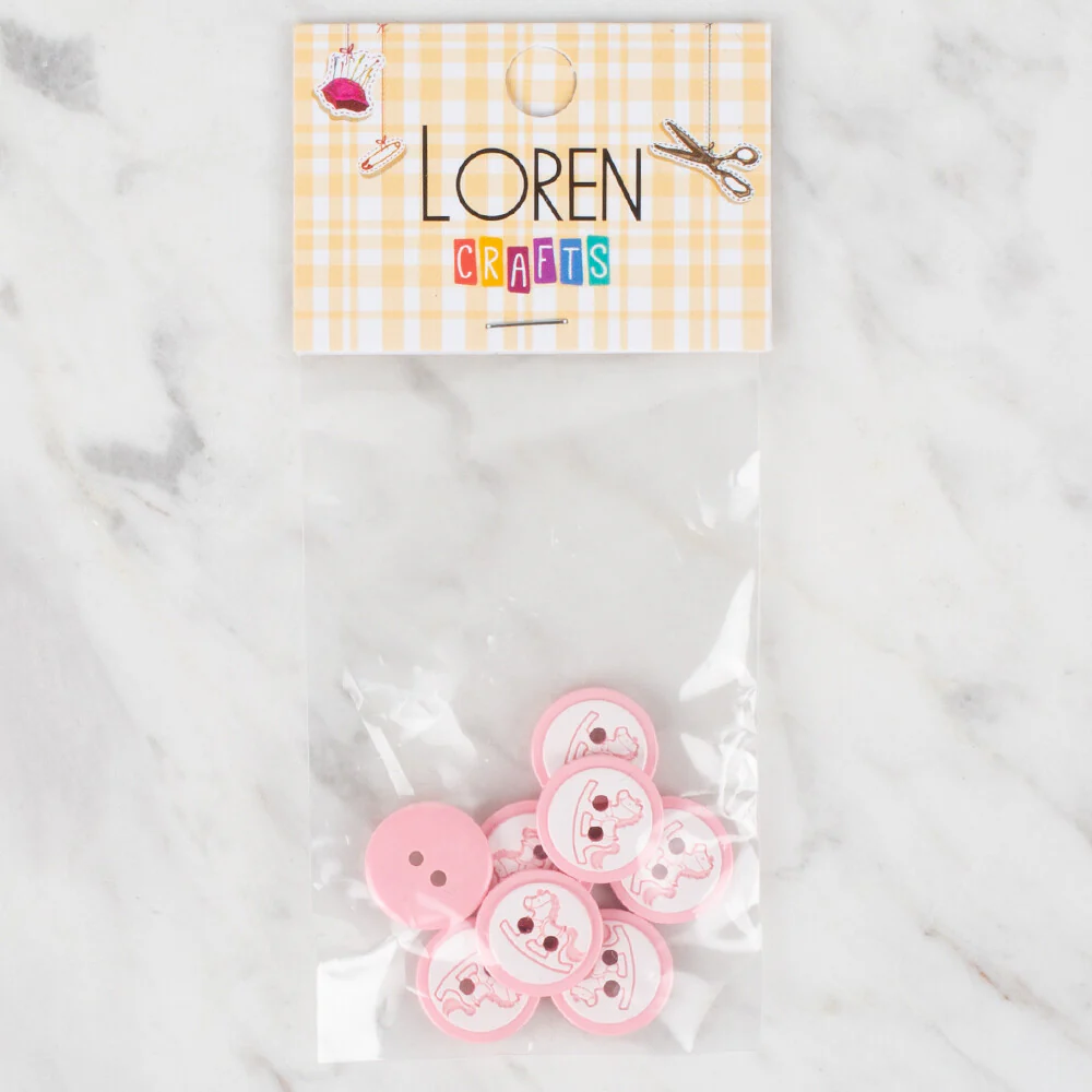 Loren Crafts 8 Pack Round Button, Pink - 496