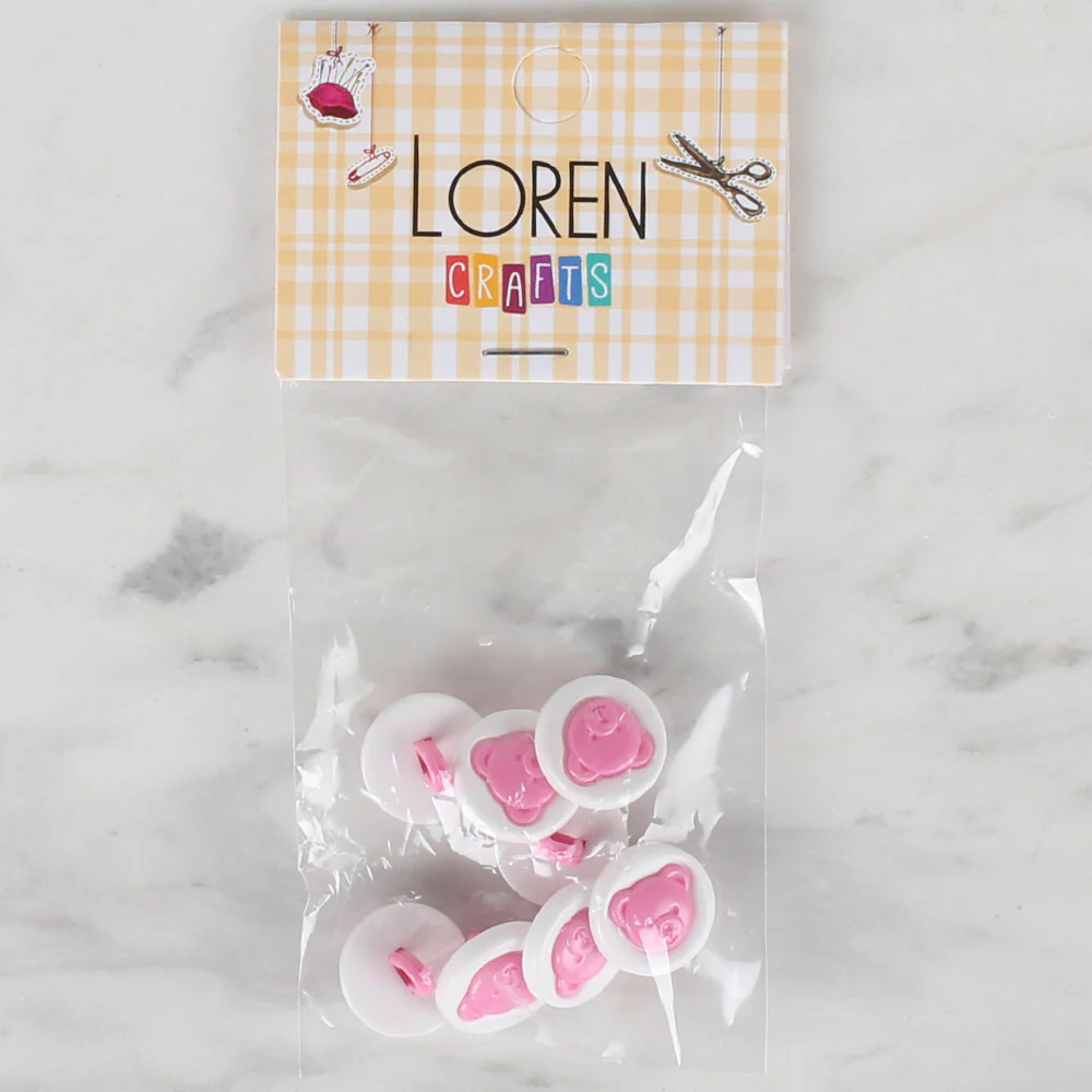 Loren Crafts 8 Pack Round Button, Pink - 625