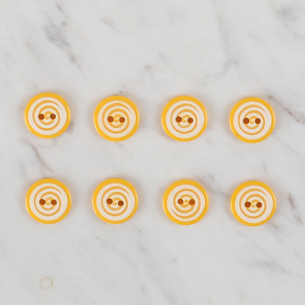 Loren Crafts 8 Pack Round Button, Yellow- 455 - Image 2