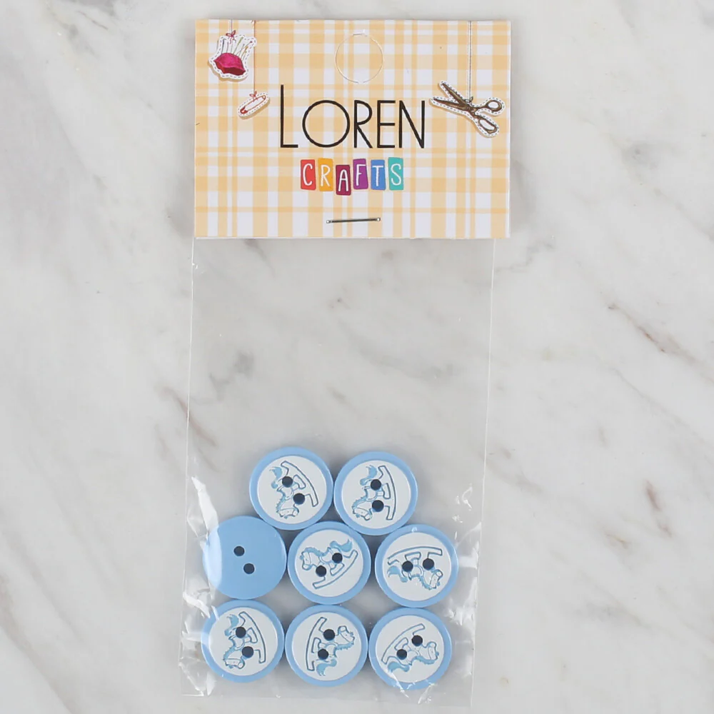 Loren Crafts 8 Pack Shephard Button, Blue - 499