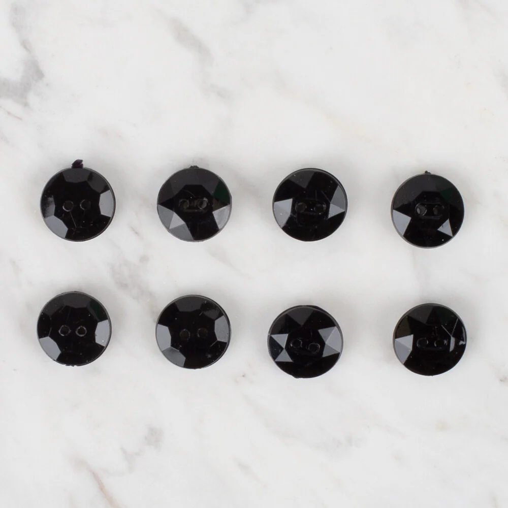 Loren Crafts 8 Pack Shiny Button, Black - 212 - Image 2