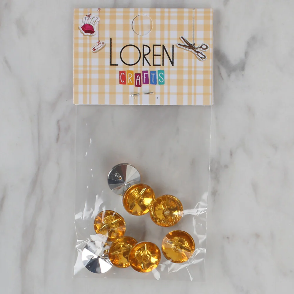 Loren Crafts 8 Pack Shiny Button, Ocher - 206