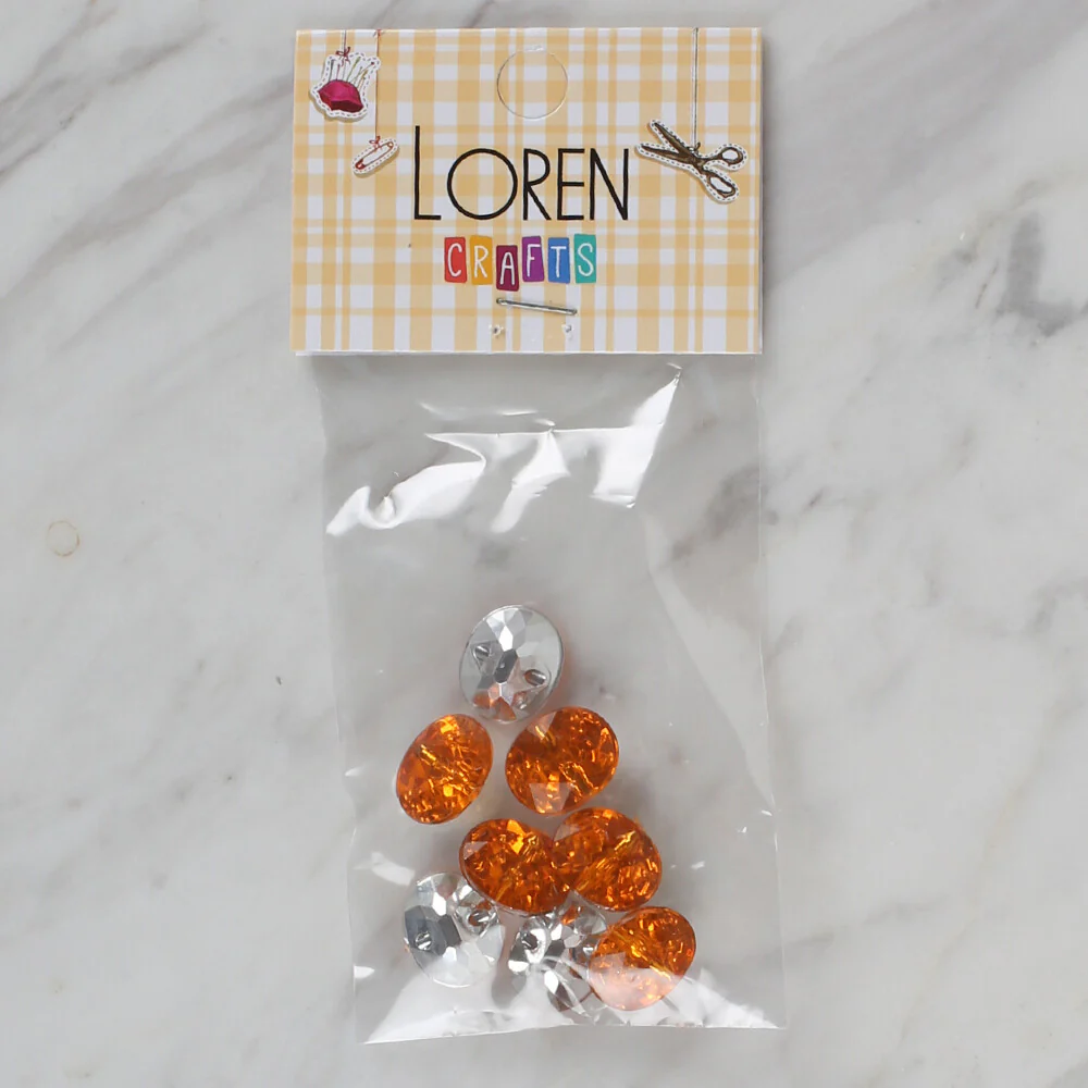Loren Crafts 8 Pack Shiny Button, Orange - 241