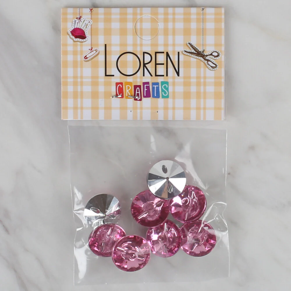 Loren Crafts 8 Pack Shiny Button, Pink - 202