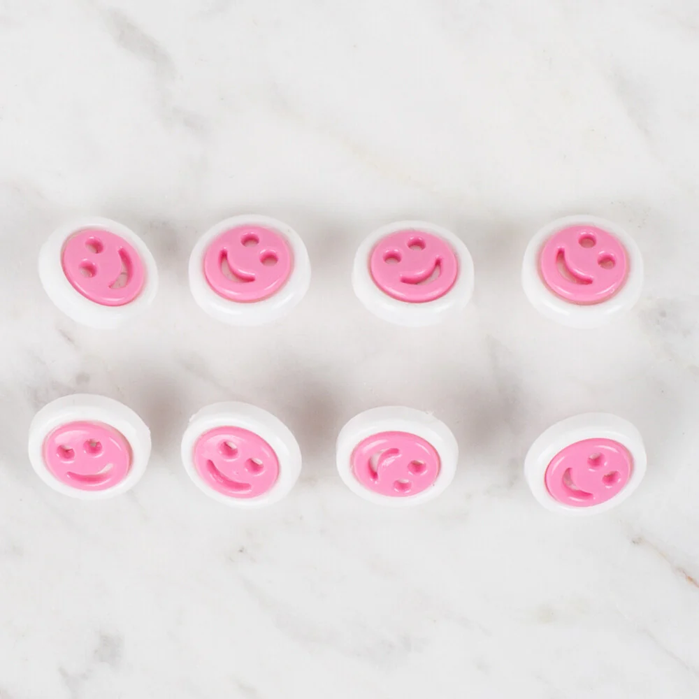 Loren Crafts 8 Pack Smiley Button, Dark Pink - 636 - Image 2