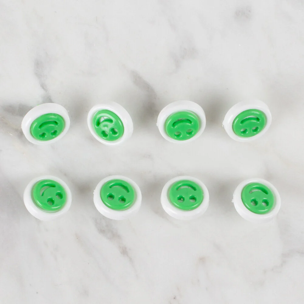 Loren Crafts 8 Pack Smiley Button, Green - 638 - Image 2