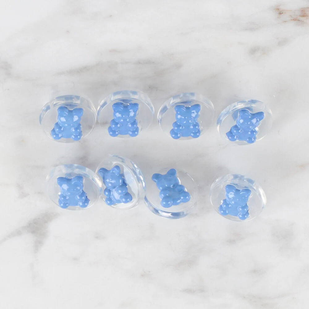 Loren Crafts 8 Pack Teddy Button, Transparent Blue - 271 - Image 2