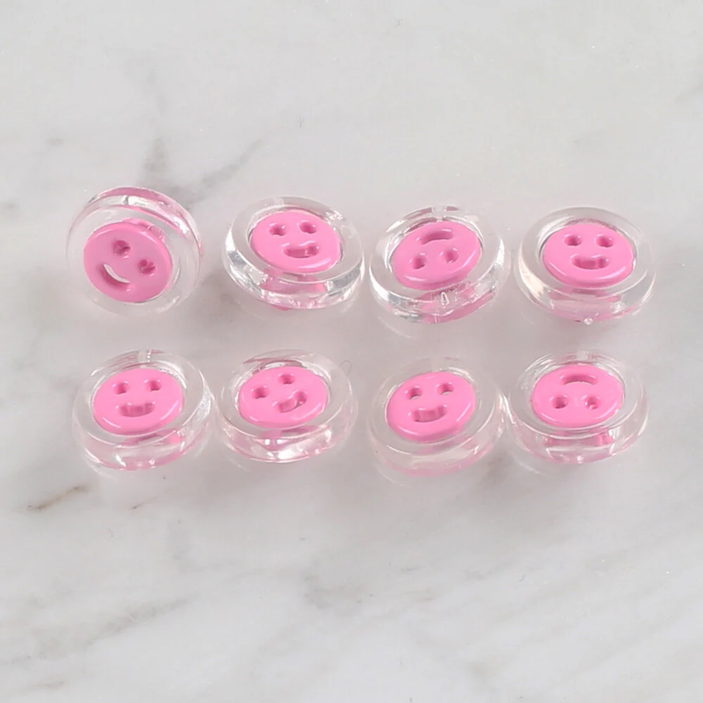 Loren Crafts 8 Pack Transparent Button, Pink- 260 - Image 2