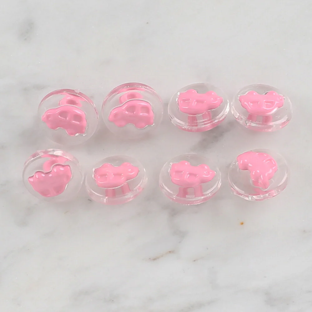 Loren Crafts 8 Pack Transparent car Button, Pink- 249 - Image 2