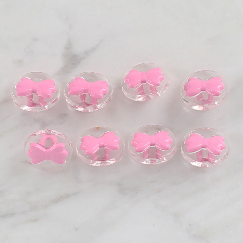 Loren Crafts 8 Pack Transparent Ribbon Button, Pink- 253 - Image 2