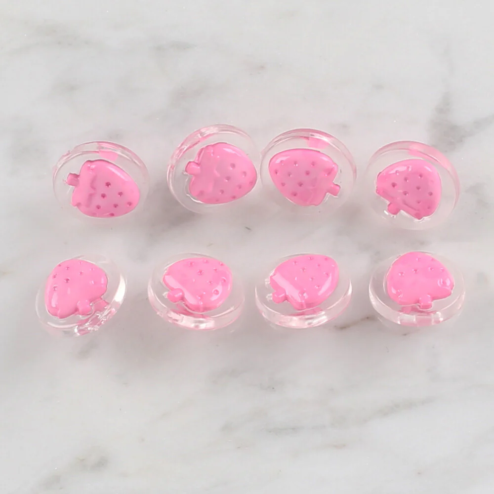 Loren Crafts 8 Pack Transparent Strawberry Button, Pink - 251 - Image 2