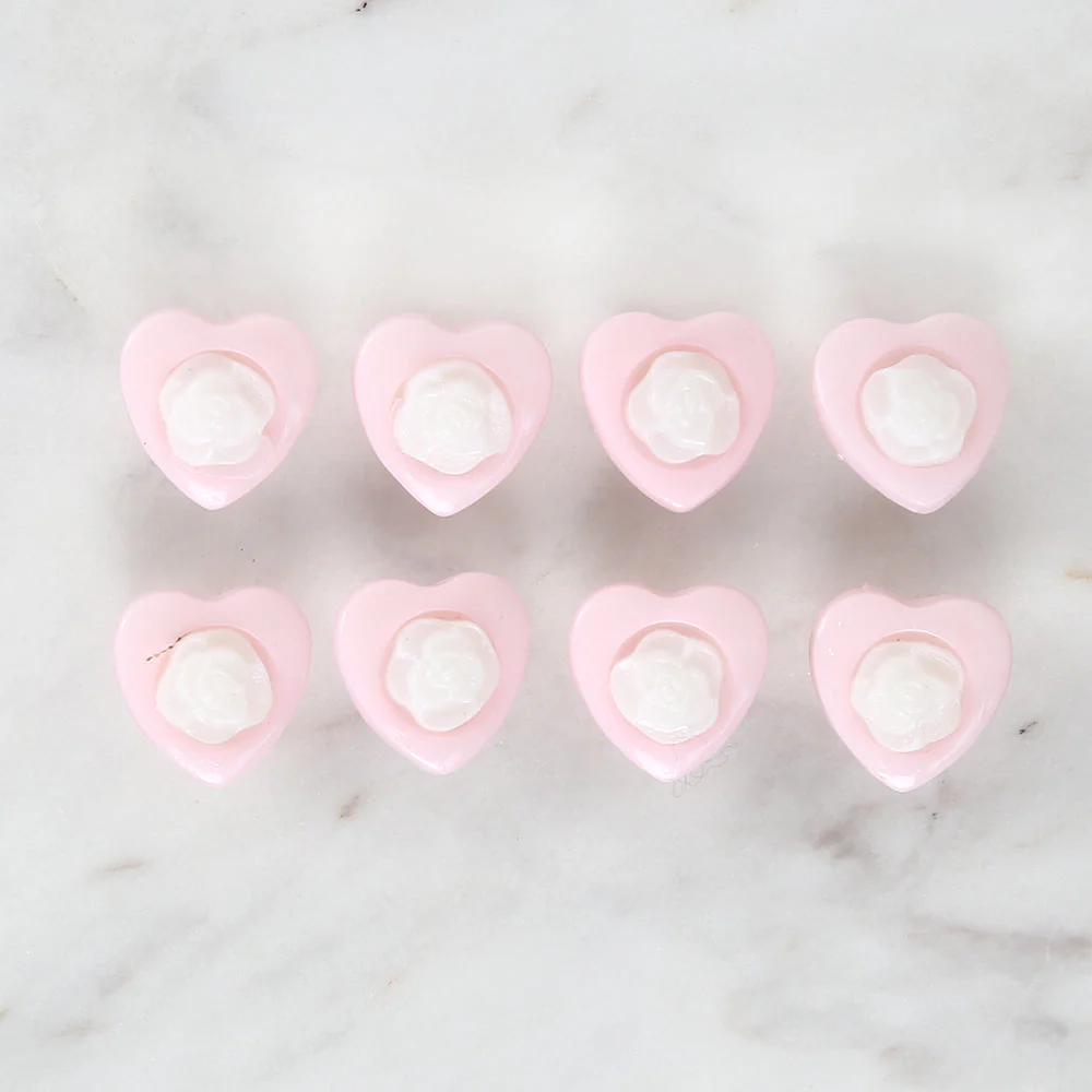 Loren Crafts 8-piece Light Pink Heart Button - 3051 - Image 2