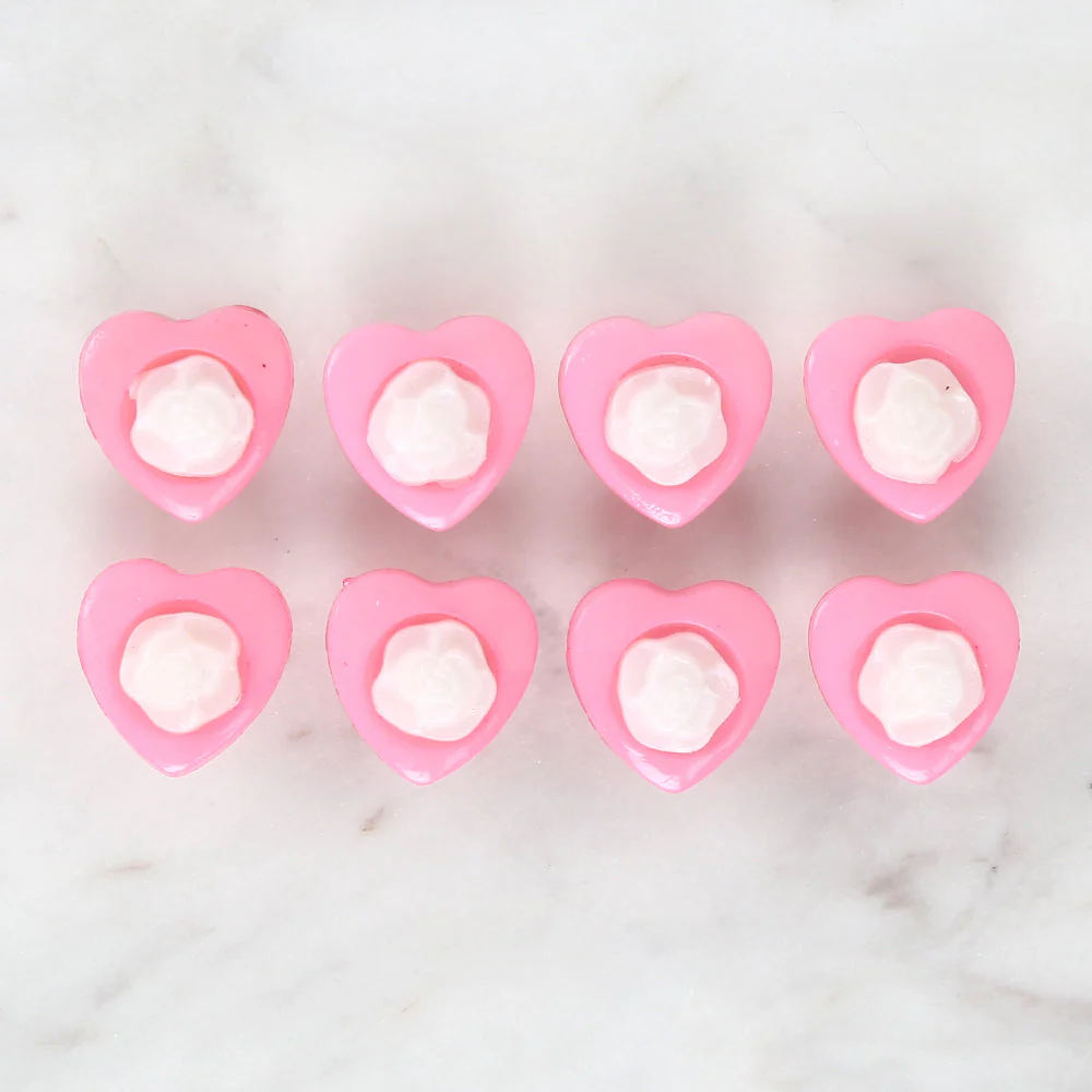 Loren Crafts 8-piece Pink Heart Button - 3048 - Image 2